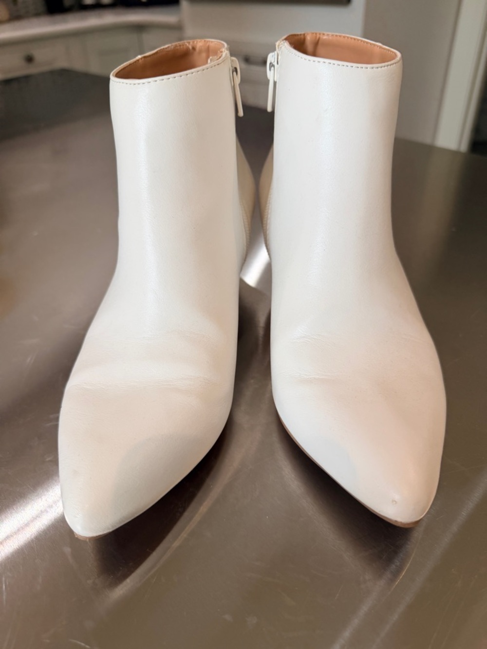 a new day Cream Pointed Toe Ankle Booties